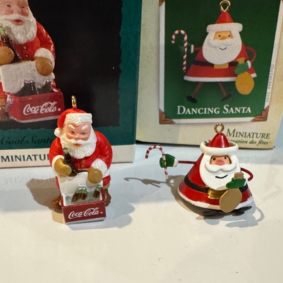 Keepsake Hallmark Miniatures. Cool Santa and Dancing Santa - Picture 1 of 9